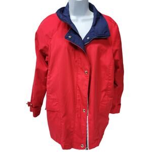 Mackintosh Womens SZ L Navy Red Spring Fall Jacket zip button New England